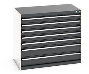 Bott Cubio drawer cabinet with overall dimensions of 1050mm wide x 650mm deep x 900mm high Cabinet consists of 5 x 100mm and 2 x 150mm high drawers 100% extension drawer with internal dimensions of 925mm wide x 525mm deep. The drawers have a... Bott Drawer Cabinets 1050 x 650 installed in your Engineering Department